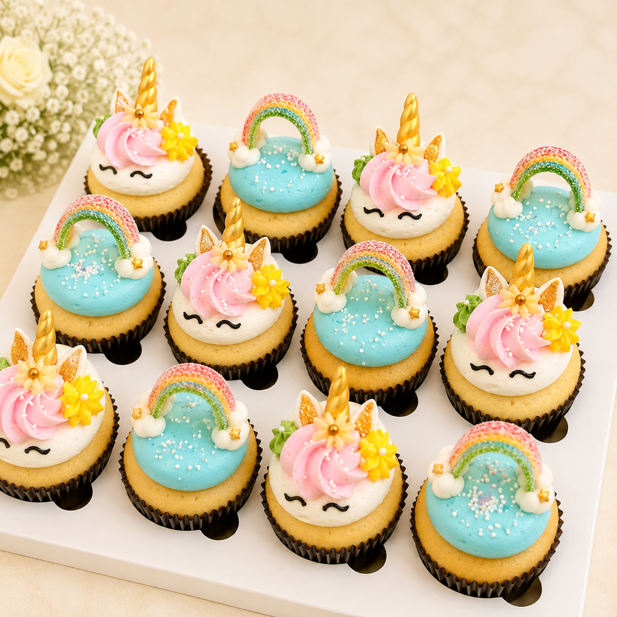 Unicorn and Rainbow cupcakes