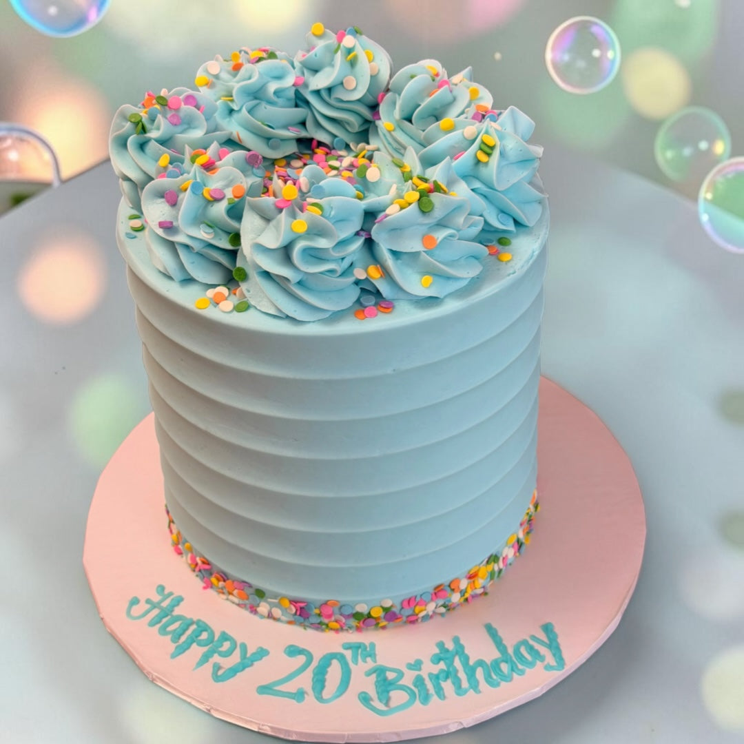 Teal color B-day cake