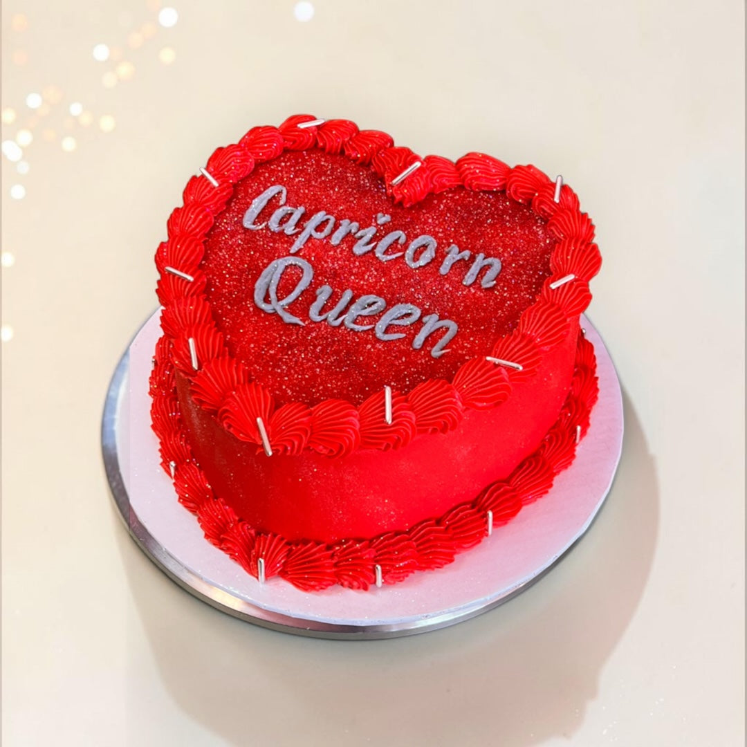 All Red Buttercream Heart shaped cake