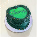 Two tone green Heart shaped cake