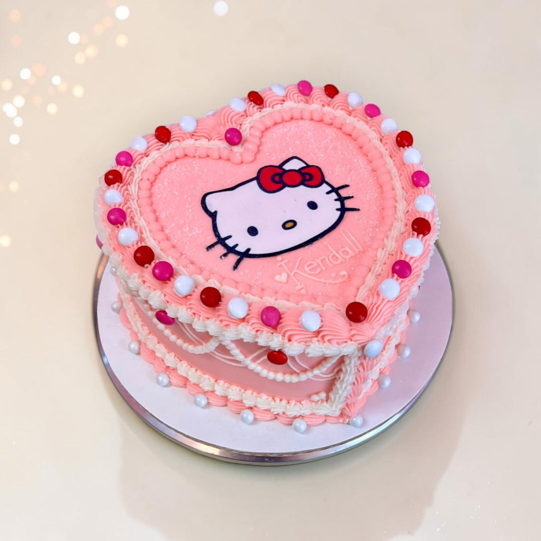 Pink Hello Kitty Heart shaped cake