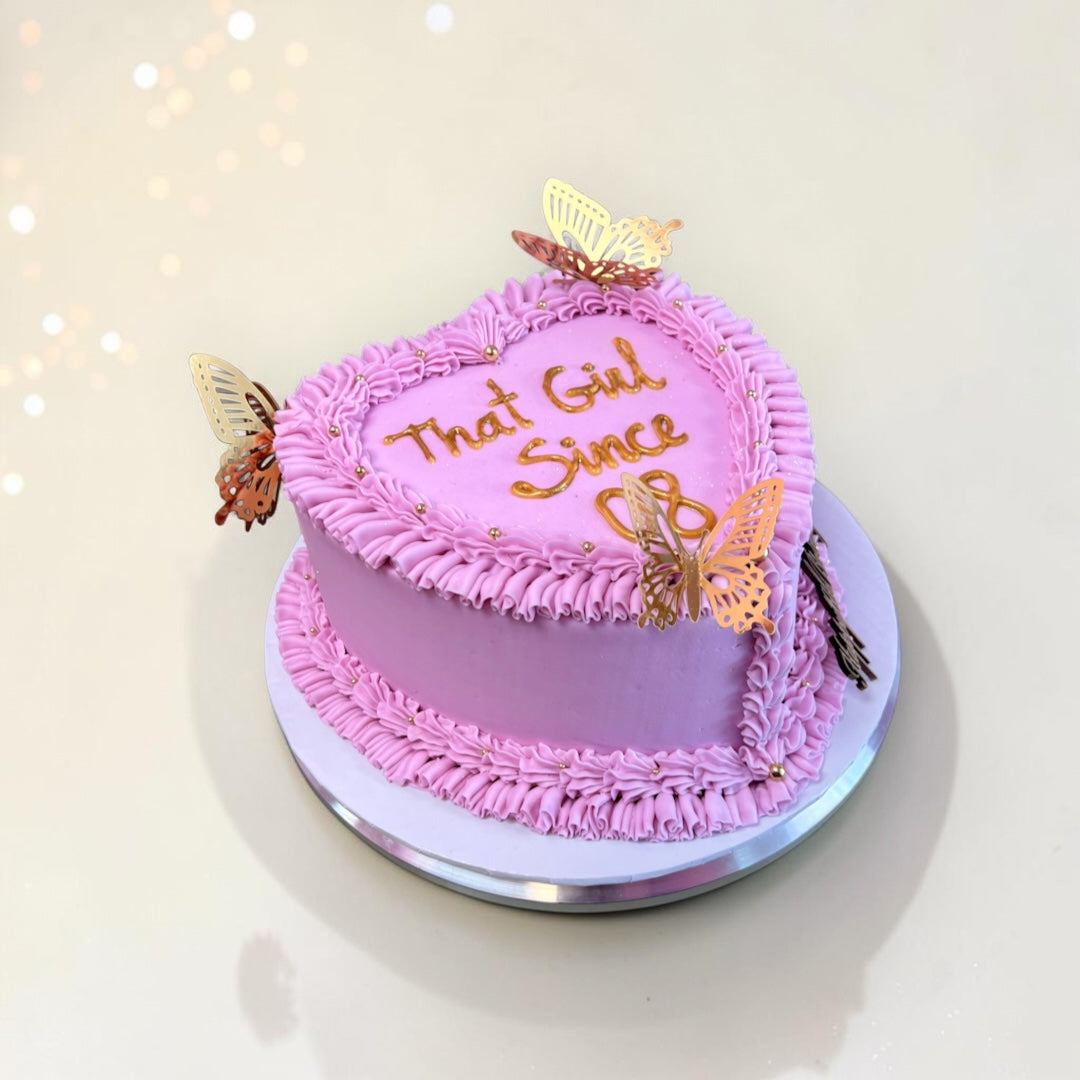 Heart shaped cake with Gold Butterflies