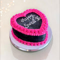 All Black with Pink borders Heart shaped cake