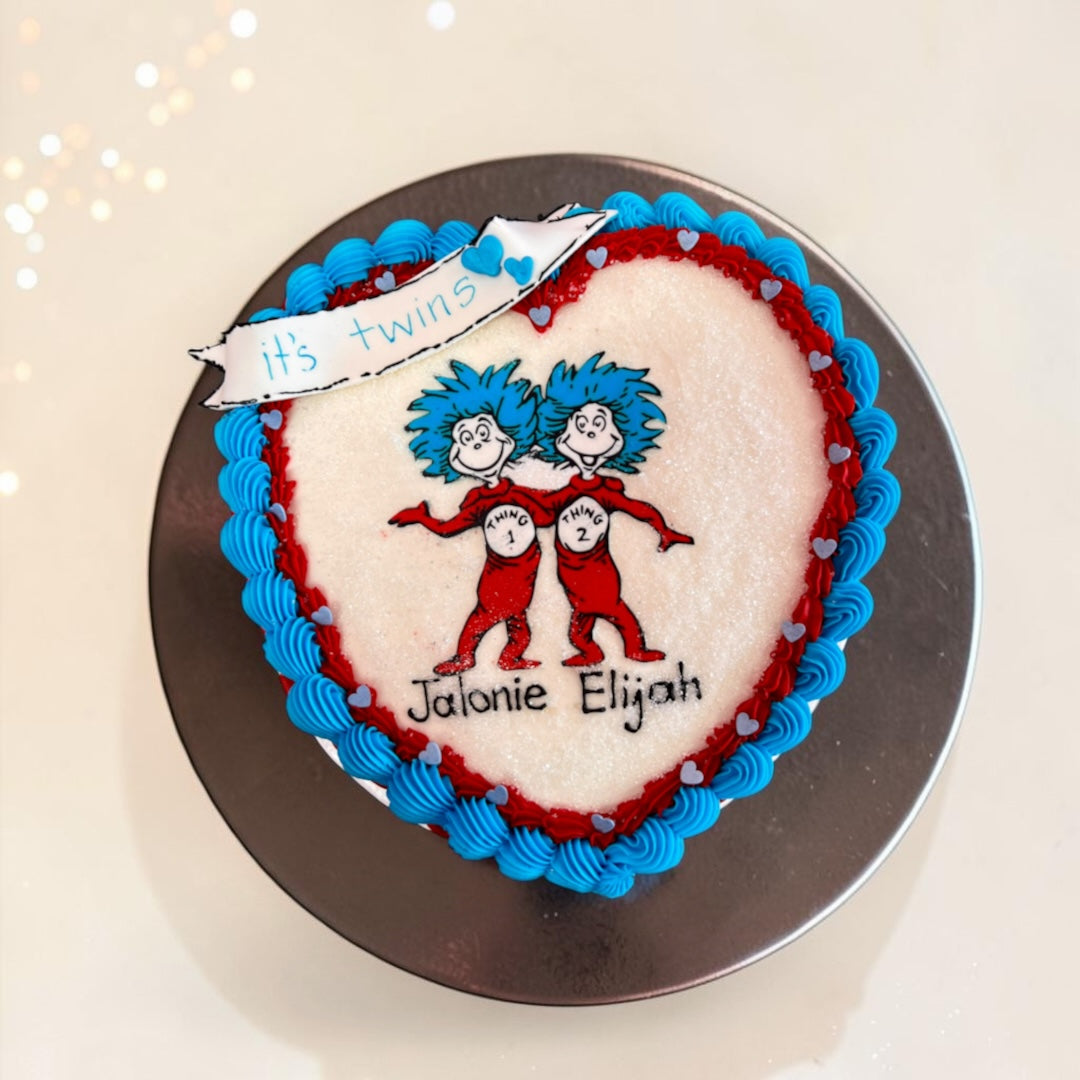 Thing One & Thing Two Heart shaped cake