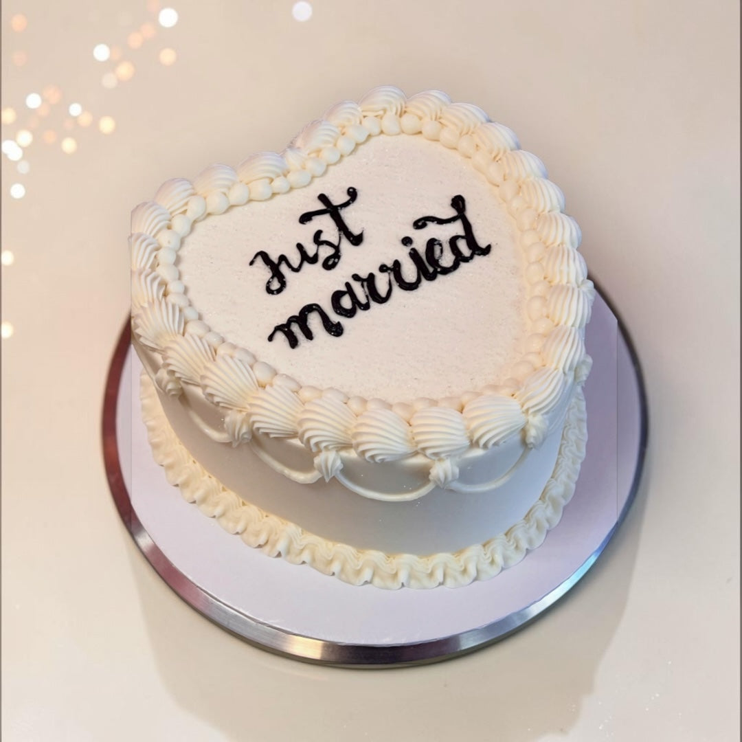 "Just Married" Heart shaped cake
